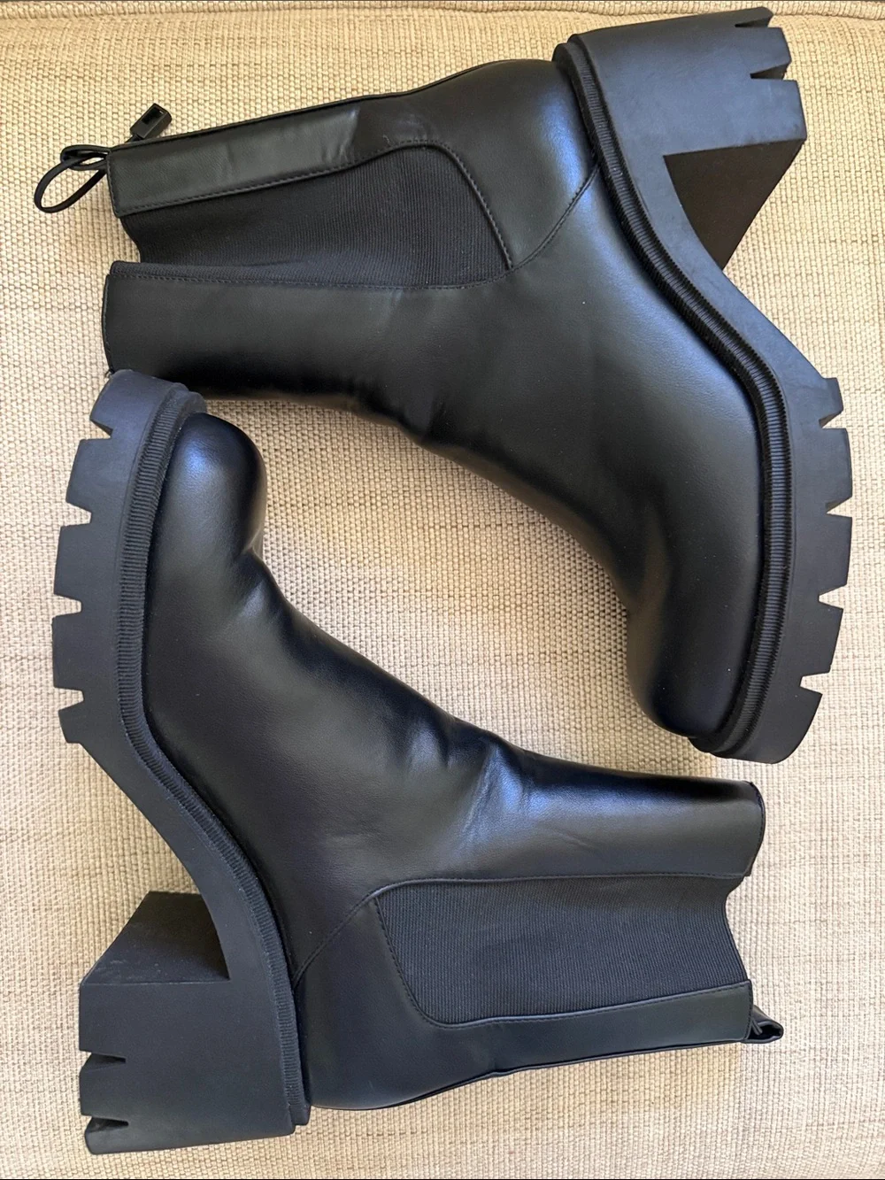 Zara Chunky Chelsea Boots Black Lug Sole Platform Ankle Boots EU 39 US 8.5